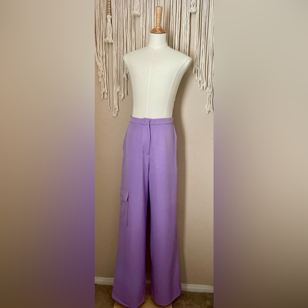 Rare London Lilac Tailored Cargo Trousers